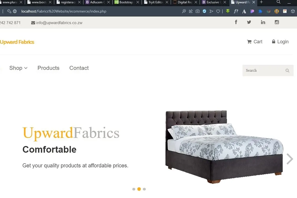 Upward Fabrics ecommerce website